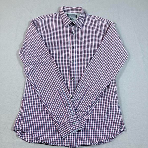 Vince Button Shirt Men Small Blue Red White Check Gingham Lightweight Cotton - Picture 8 of 10